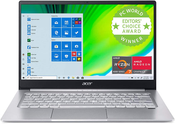 Acer Swift 3 Thin & Light Laptop de 14" Full HD IPS, AMD Ryzen 7 4700U Octa-Core con Radeon Graphics, 8GB LPDDR4, 512 GB NVMe SSD, WiFi 6, Backlit KB, Lector de huellas dactilares, Alexa Integrado Laptop iontec.mx