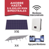 Kit solar para interconexión de 5 KW de potencia, 220 Vca con inversor cadena y paneles policristalinos. Energia iontec.mx
