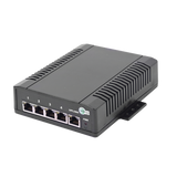 Switch para aplicación solar, 4 Puertos PoE 802.3 af/at 10/100/1000 Mbps y un puerto de datos, entrada 12-24 VCD Redes iontec.mx