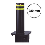 Bolardo neumático, alta velocidad, 100% acero + pintura negra exterior, 220 mm diametro Control de Acceso iontec.mx