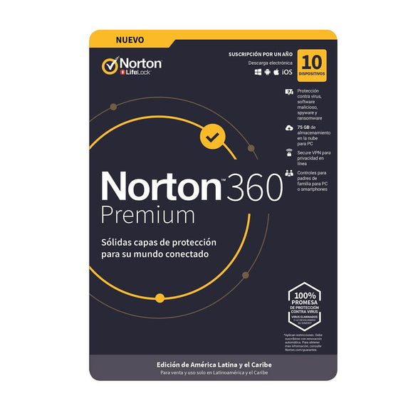 NortonLifeLock Norton 360 Premium Licencia básica 10 licencia(s) 1 año(s) Español Software iontec.mx