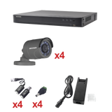 Sistema HIKVISION TURBOHD 1080p / DVR 4 Canales / 4 Cámaras (exterior 2.8 mm) / Transceptores / Conectores / Fuente de Poder Profesional con Disco Duro PURPLE de 2TB Para Videovigilancia y 120 Mts de Cable UTP - iontec.mx